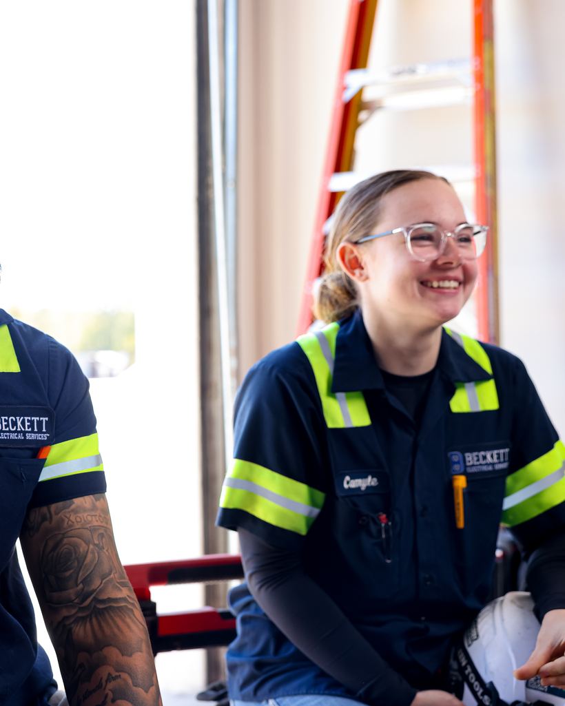 Camyle, an electrical apprentice at Beckett Electrical Services